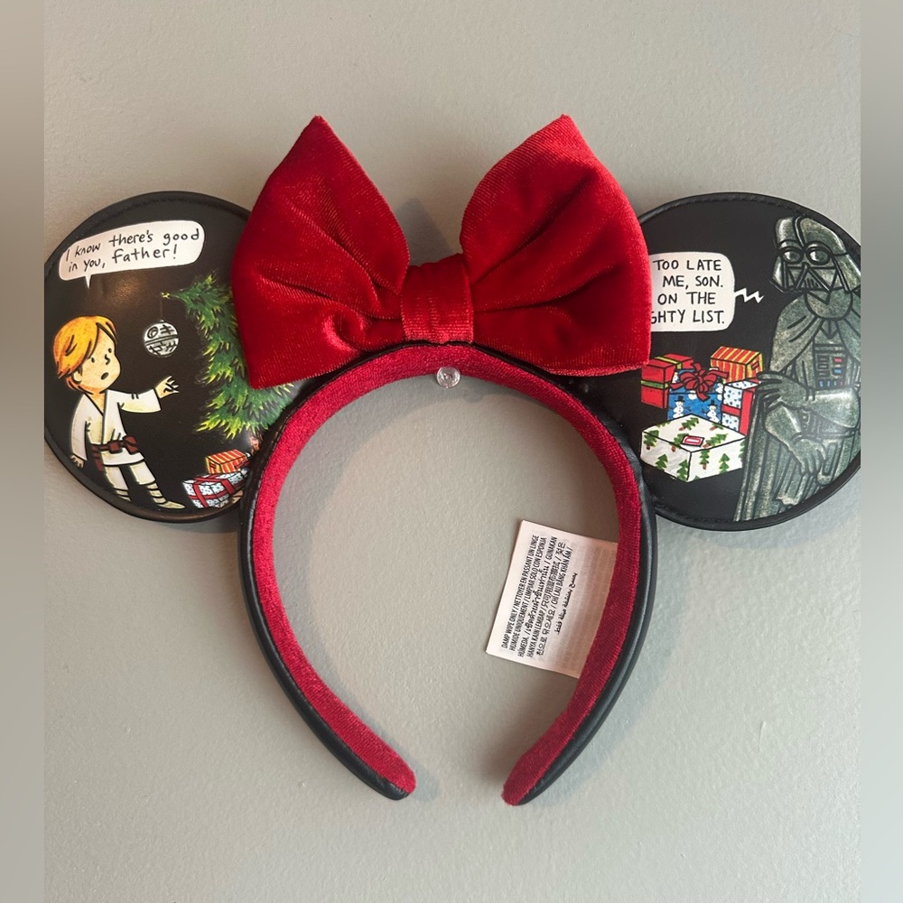 EUC Disney Parks Star Wars Darth Vader Holiday Minnie Ears Headband